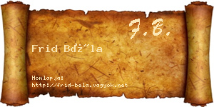 Frid Béla névjegykártya