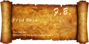 Frid Béla névjegykártya